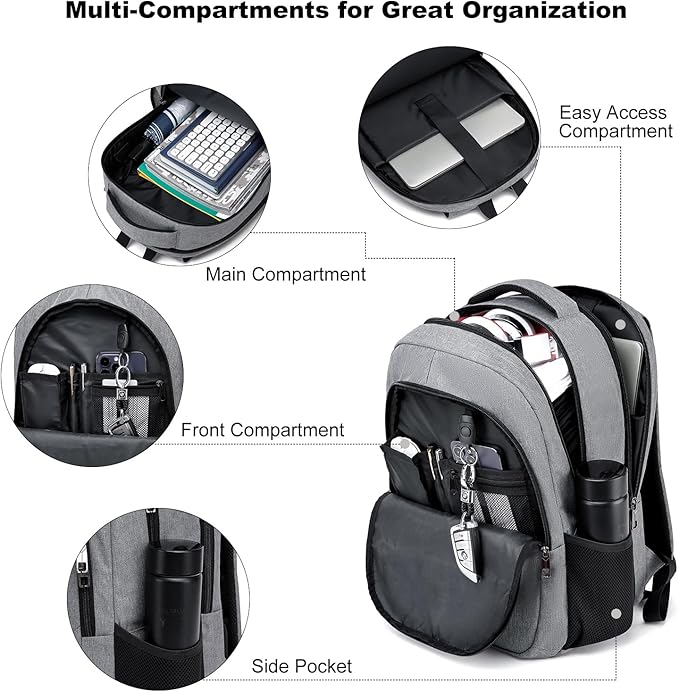 BIKROD Backpack for Men and Women, School Backpacks for Teen Boys & Girls, Student Bookbag Fits 15.6 Inch Laptop, Water Resistant Travel Backpack, Sturdy Anti Theft Computer Bag Gifts