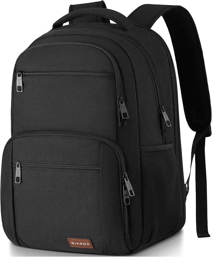 BIKROD Backpack for Men and Women, School Backpacks for Teen Boys Water Resistant TSA Travel Backpack with USB Charging Port, Business Anti Theft Sturdy Computer Bag Gifts Fits 15.6 Inch Laptop,Black