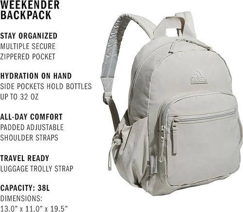 adidas Weekender Backpack – Compact Lightweight Everyday Bag, 19L
