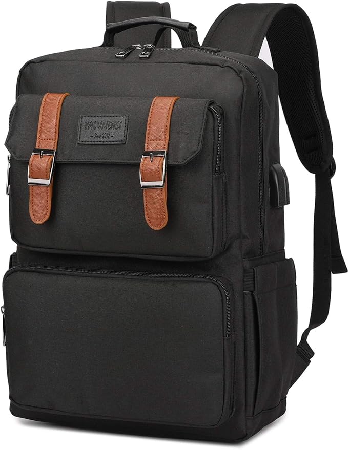 YALUNDISI Laptop Backpack for Women Men Vintage Backpack Bookbags Anti Theft Bookbag 15.6inch