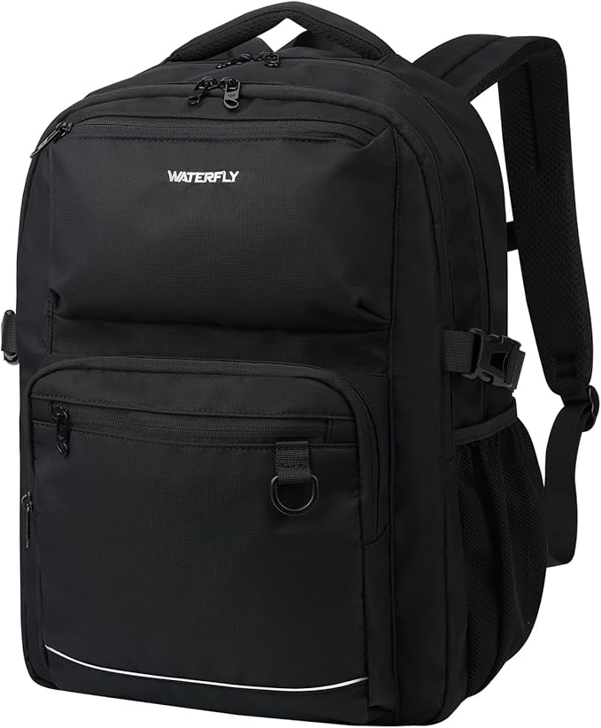 WATERFLY Travel Laptop School Backpack: Big Student College Middle School Bookbag for Women Men, Work Casual Daypack with 15.6" Computer Compartment, Anti Theft Water Resistant Commuter Bag
