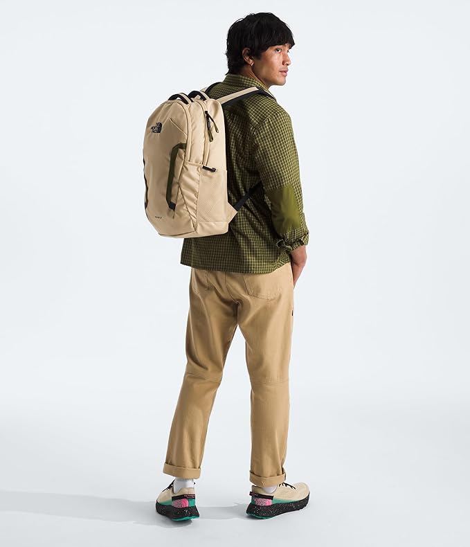 The North Face Vault Everyday Laptop Backpack - Commuter Travel Bag, Water-Repellent Finish, Spacious Compartment, Khaki Stone/TNF Black, One Size