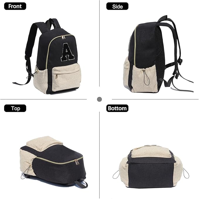 ESVAN Personalized Gifts Backpack Canvas Linen Nylon 17 inch Laptop Bag for Women Casual College