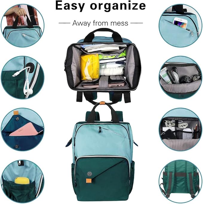 Hap Tim Laptop Backpack 15.6/14/13.3 Inch Laptop Bag Travel Backpack for Women/Men Waterproof School Computer Bag Large Capacity Bookbag for College/Travel/Business (7651EU), Green