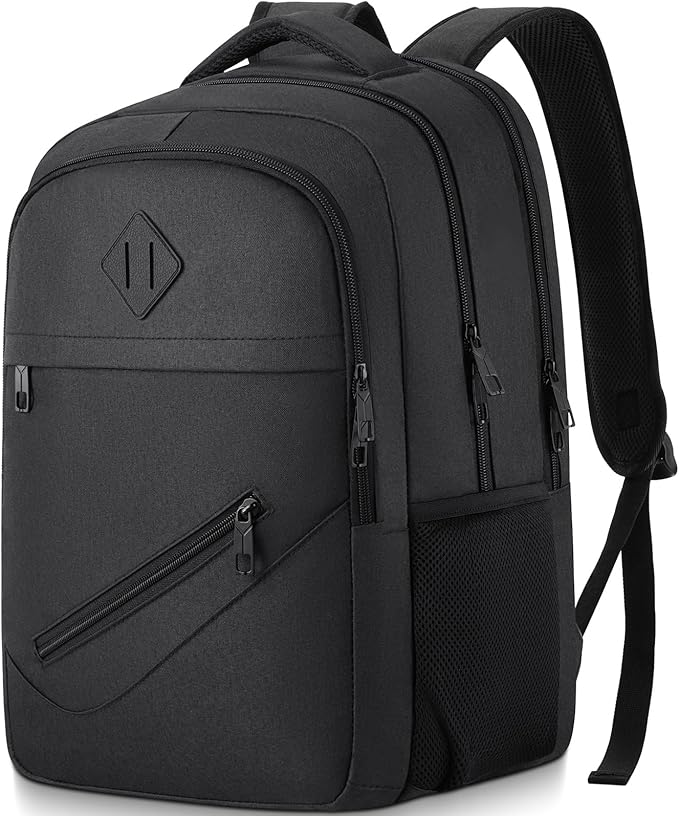 BIKROD Backpack for Men and Women, School Backpacks for Teen Boys Girls, Water Resistant Sturdy Anti Theft Travel Laptop Backpack, Black Student Bookbag Fits 15.6 Inch Laptop, Gifts