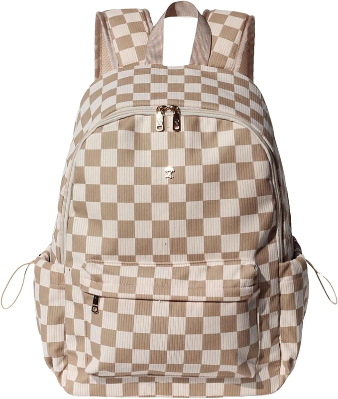 ESVAN Corduroy Backpack Lightweight Fashion 17 inch Laptop Bag for Women Casual College (Corduroy grid)