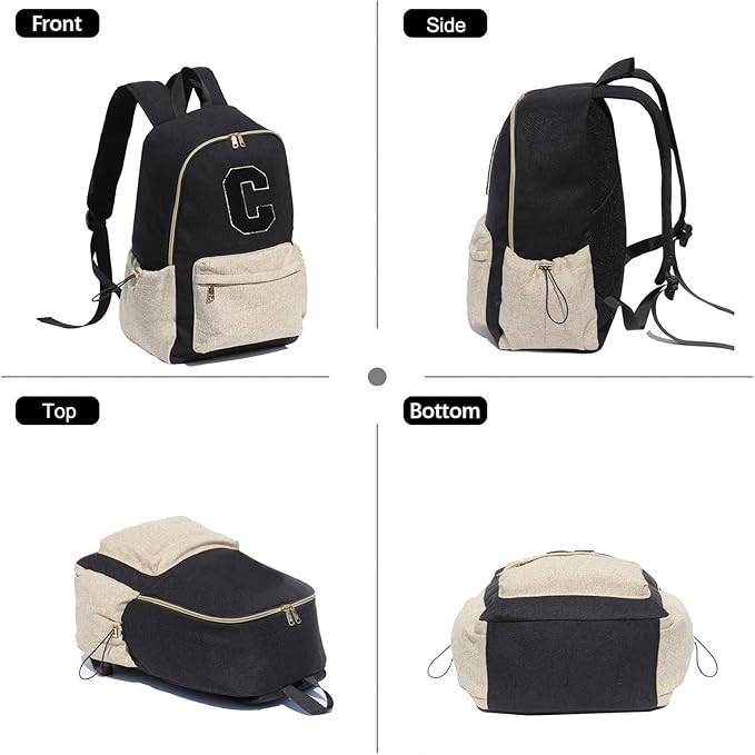 ESVAN Personalized Gifts Backpack Canvas Linen Nylon 17 inch Laptop Bag for Women Casual College