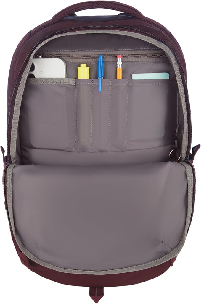 Eddie Bauer Trail Ends Backpack 28L | Laptop Sleeve | Everyday Carry | Travel | Work | Commuting | Stretch Side Pockets | Padded Shoulder Straps | Mesh Back - Black Cherry