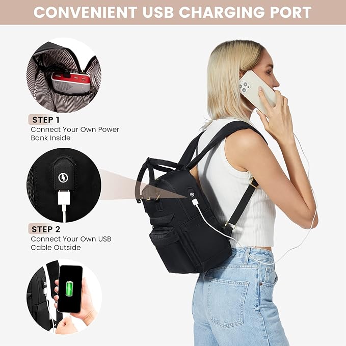 LOVEVOOK Mini Backpack for Women Stylish Waterproof Backpack Purse with USB Port, Cute Bookbag for College School Travel