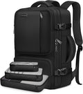 Vancropak Carry on Backpack, Flight Approved 40L Travel Backpack with 3 Packing Cubes for Men Women, Water Resistant Expandable Business Luggage Daypack Suitcase Travel Bag, Traveling Gifts, Black