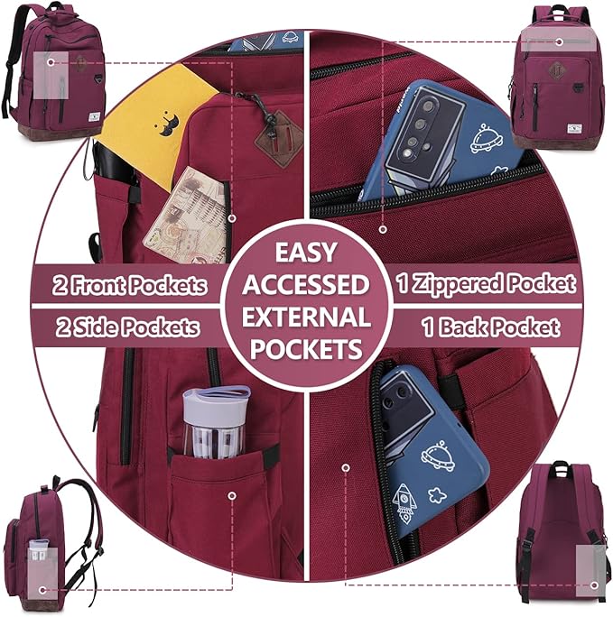 VX VONXURY Backpack for Men Women,Lightweight Bookbag with Mulitiple Pockets,Classical Water Resistant Travel Backpack