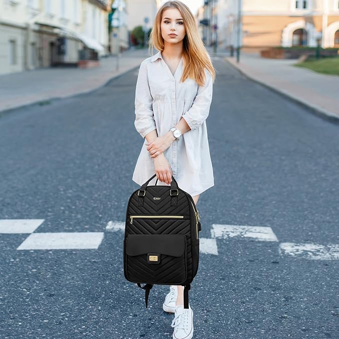 17.3in Laptop Bag for Women Travel,Cute Book Bags for School Teen Girl College Student,Mochilas de Mujer,Black