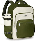 Travel Backpack for Women & Men, Large Carry On Personal Item Bag Airline Approved, Waterproof Traveling Overnight Bags, Gifts Laptop Backpack for Travelers College-Students Commuters (Green/Beige)