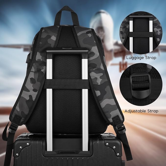 YAMTION School Backpack,Classic Bookbag Men and Teen Boy Schoolbag with USB Charging Port for High School College Office Work Travel