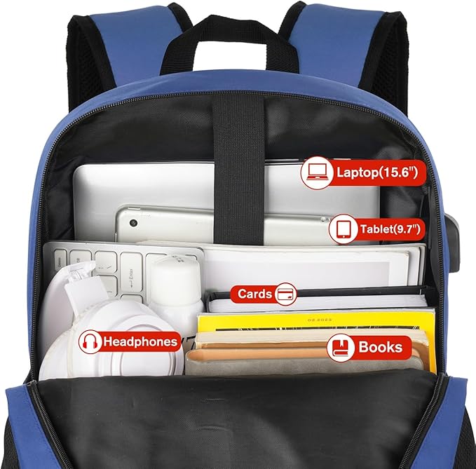 YAMTION 17.3 inch School Backpack,Classic Bookbag Backpack with USB Port for High School College Students Travel
