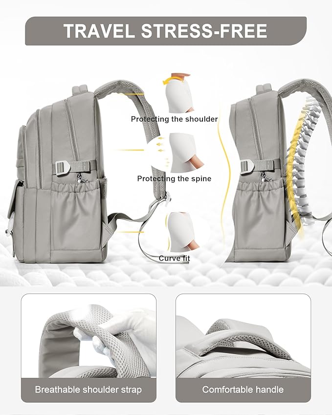 Waterproof Aesthetic Backpack For School, Cute High School Bookbag For Teen Girls Boys, Lightweight Casual Daypack Backpack For Women Men, College Backpack With Lots Of Pockets（Gray Brown）
