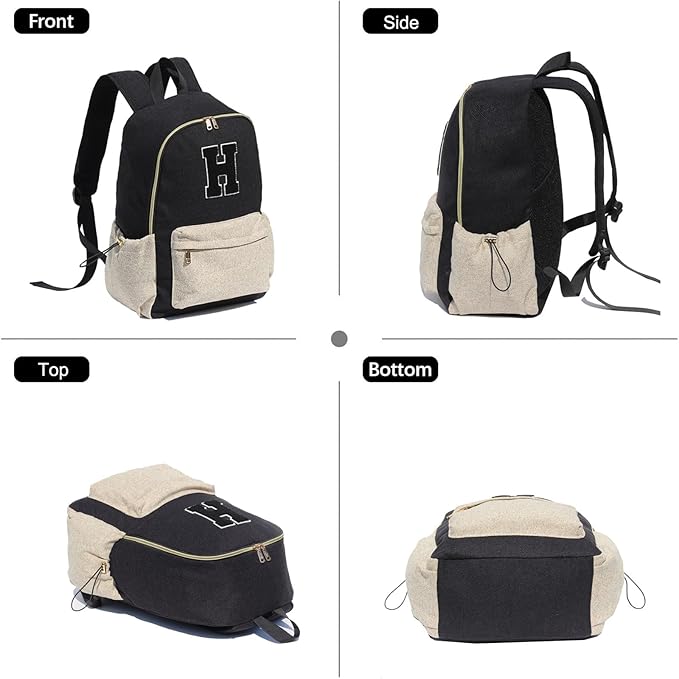 ESVAN Personalized Gifts Backpack Canvas Linen Nylon 17 inch Laptop Bag for Women Casual College
