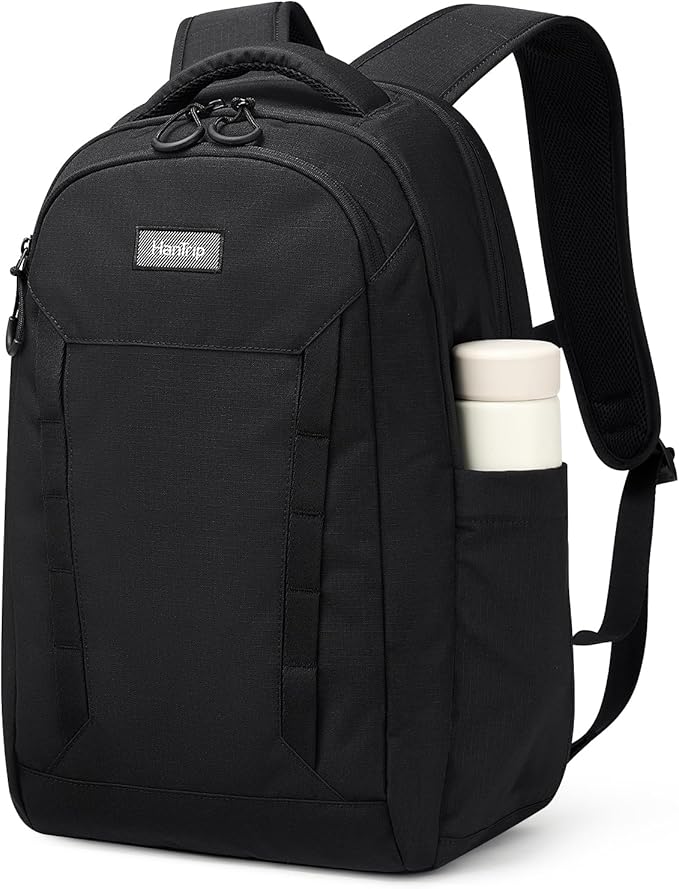 Travel Laptop Backpack Carry On, 18 Inch Large Work Backpack School Book Bags, Light Water Resistant Backpacks for Women Men with Luggage Strap Water Bottle Pocket Chest Strap, Black