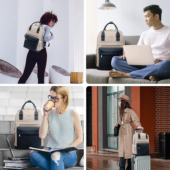 LOVEVOOK Laptop Backpack for Women 15.6 Inch Laptop Bag with USB Port, Fashion Waterproof Backpacks Teacher Nurse Stylish Travel Bags Vintage Daypacks for College Work