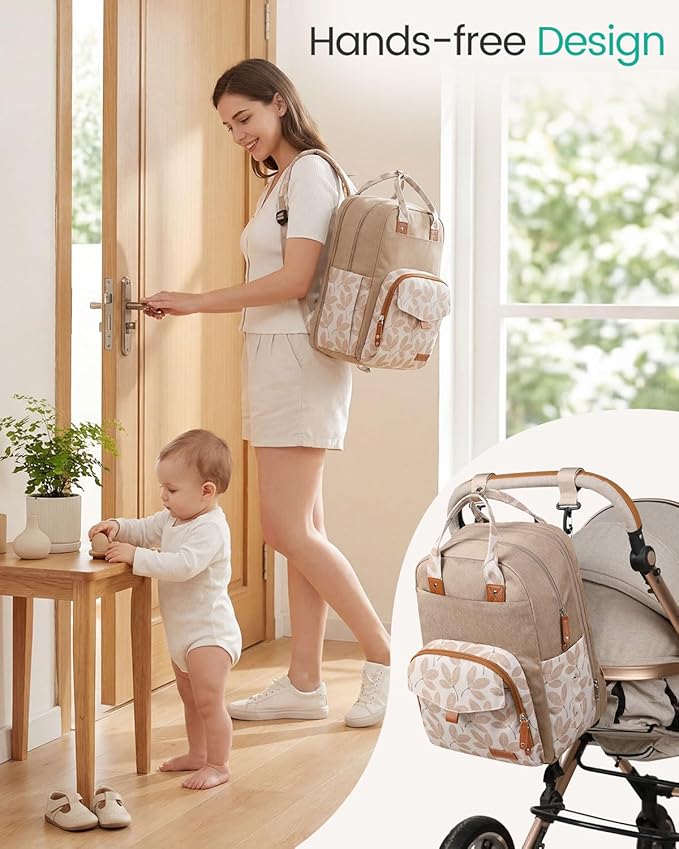 Extra Large Diaper Bag Backpack for Two Kids Twins - Expandable Baby Bag (26-36L), Dual Big Compartments - Includes Changing Pad & Stroller Straps, Unisex Black