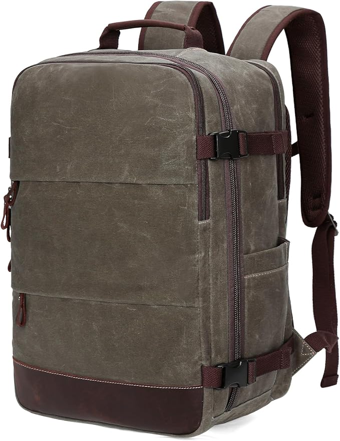 BOVIP Travel Backpack for Men, Carry On Backpack, Flight Approved Personal Item, 18.4 inch Laptop Backpack, Light Green