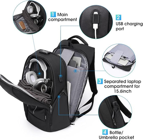 BANGE Travel Backpack for 15.6 Inch Notebook,Lightweight Work Backpacks for Men, Daily Fashion Backpack for Men and Women