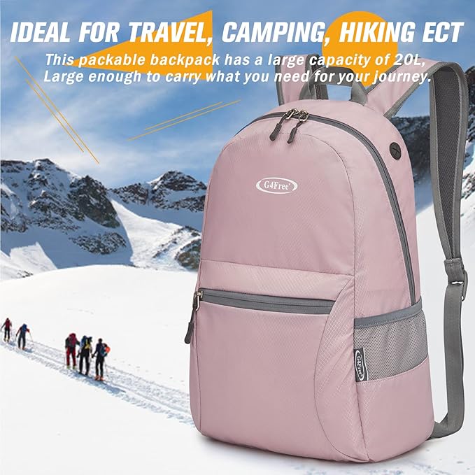 G4Free 20L Lightweight Packable Backpack Travel Hiking Daypack Foldable Backpack for Men Women