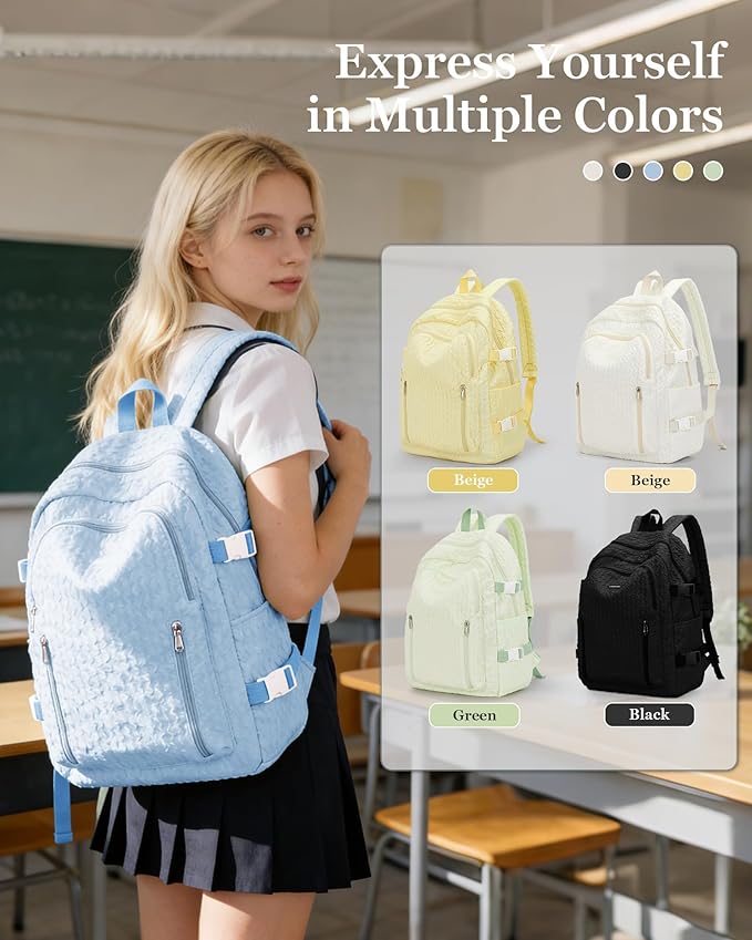 weradar Lightweight Middle School Bag For Teens Girls Boys,Kawaii Backpack For College Students,Aesthetic Bookbag For Women,Cute School Backpack For Women Casual Daypack(Blue)