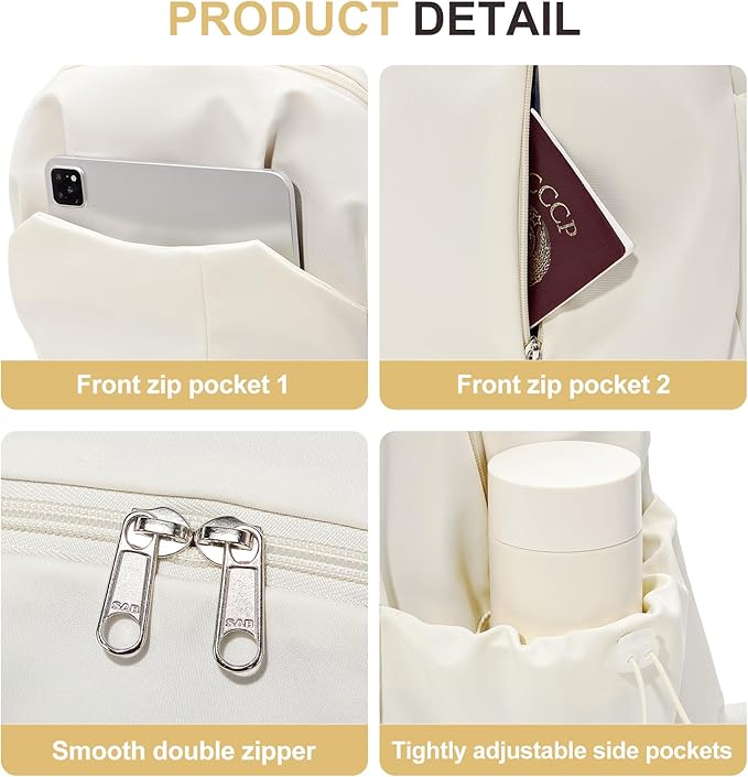 Basic Backpack For High School Women Men,Lightweight Casual Daypack College Backpack,Simple Bookbag For Teens Boys Girls,Waterproof School Bag(Beige)