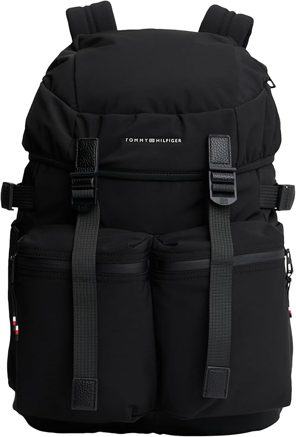 Tommy Hilfiger Mens Travel Flap Backpack,BLACK One Size