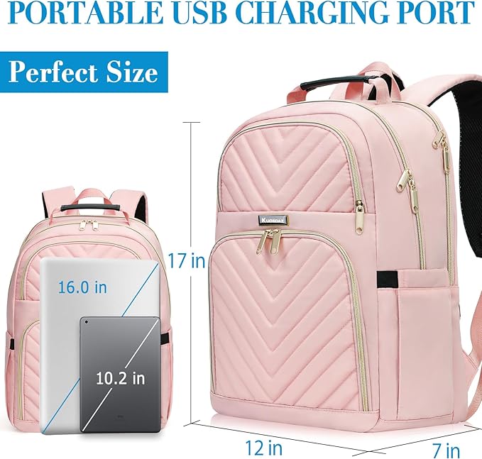 Backpack for Women, School Backpacks for Teen Girls, Stylish Cute Laptop Backpack, Teacher Student College Bookbags, Pink