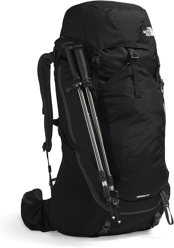 The North Face Terra 65 Backpack - Unisex Hiking Pack, Cinch-Top Opening with Zipper, Pole & Ice Axe Attachments, TNF Black/Asphalt Grey-NPF, Large/X-Large