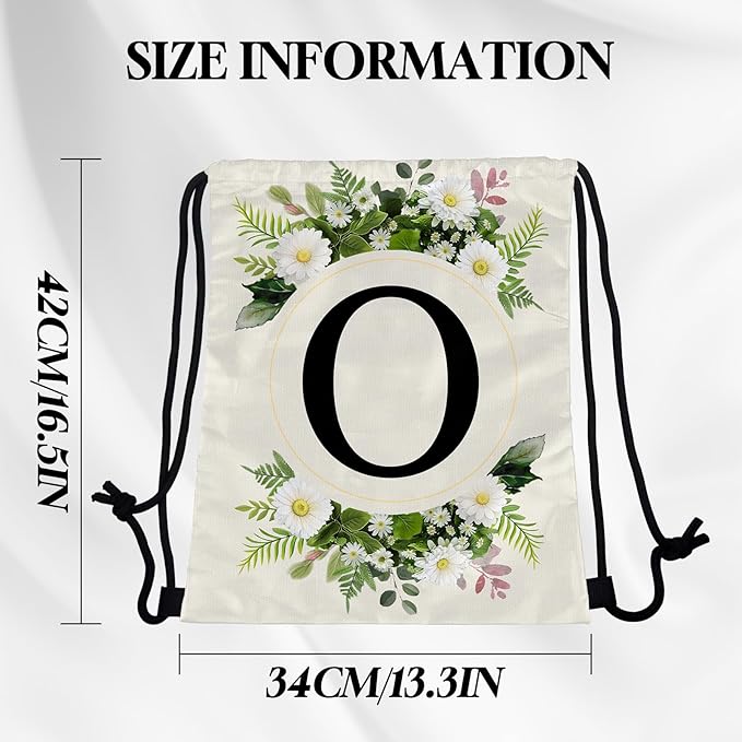 Initial Letter Drawstring Backpack String Sports Gym Bags Waterproof Sackpack Cute for Men Women Beach (13"×17") (Letter-O)