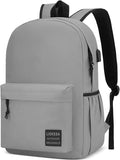 Laptop Backpack for School Teen Boys Girls, Lightweight Casual Backpacks for Men and Women, Classic Basic Water Resistant Casual Daypack, 15.6 Inch Laptop Bookbag for College High School Travel, Grey