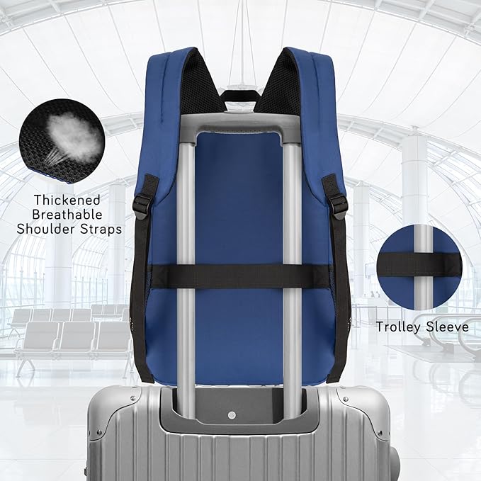Goloni Lightweight Laptop Backpack 1.1Lbs, 36L Wear-Resistant Water Resistant Backpack with Laptop Compartment for Men Women, College Work Travel Bookbag,Blue