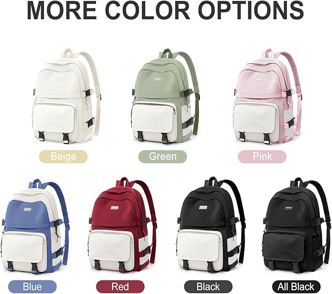 weradar All Black Backpacks For School Teens Boys Girls,Cute Bookbag,Lightweight College Backpack For Women Men,Waterproof Middle School Bag Casual Travel Daypack