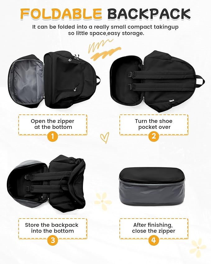 BJLFS Small Black Gym Backpack for Women Men, Waterproof Gym Track Bag with Expandable Shoe Compartment, Lightweight Mini Casual Daypack Sports Back Pack for Travel Hiking Dance Yoga Fitness Track