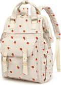 Laptop Backpacks for Women, Corduroy High School College Bookbag 15.6 Inch Laptop Bags for Girls Travel Daypack - Strawberry Beige