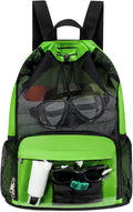 Drawstring Backpack Sandproof Beach Backpack with Shoe Compartment & Wet Pocket Waterproof Mesh Swim Bag Pool Bag for Gym, Travel and Workout Gear (Mint Green)