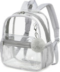 BTOOP Clear Mini Backpack for Stadium Events 12x12x6 Small Transparent Backpacks Plastic See Through Clear Bag for Concerts Work Festival Security Travel Gray