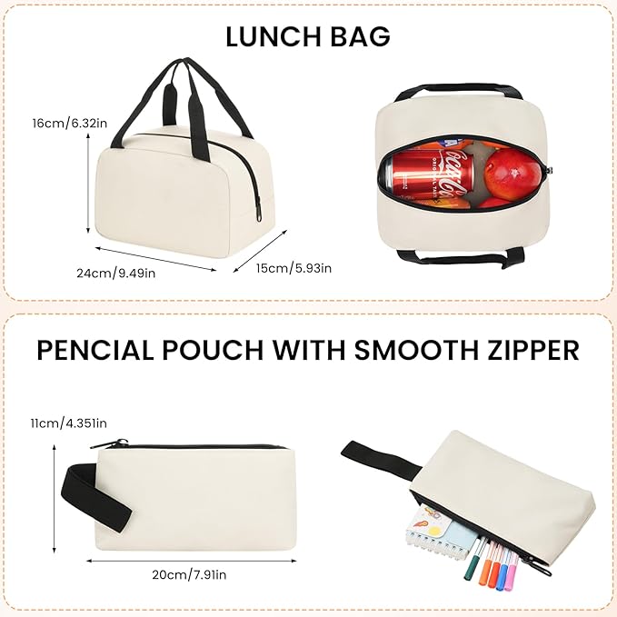 YAMTION 3 Pack School Backpack Set for Women,Bookbag for Teen Girls Backpack College Laptop School Bags,Mochilas Mujer Morrales Escuela,Beige