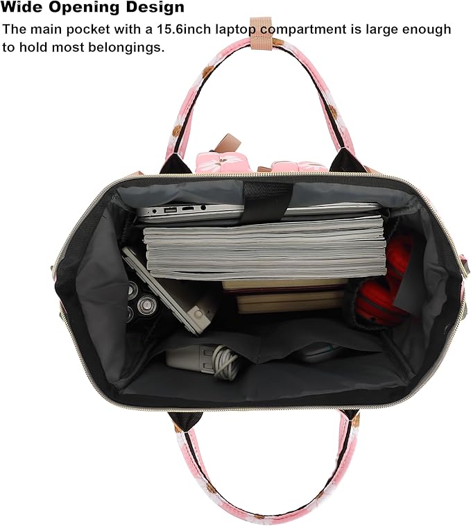 Laptop Backpack for Women Men, 15.6 inch College School Backpack Bookbag for Work/School/Travel/Business (Daisy Pink)