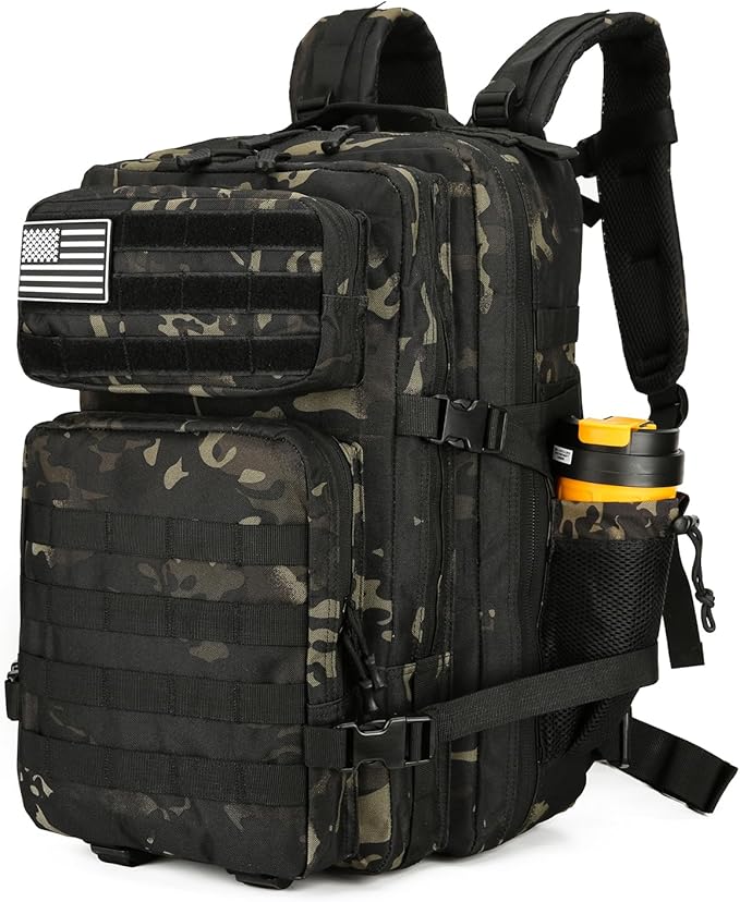 25L Tactical Backpack for Men and Women Military Backpack Small Assault Pack Molle Backpack Bug Out Bag Travel Rucksack Daypack (Black Camo)