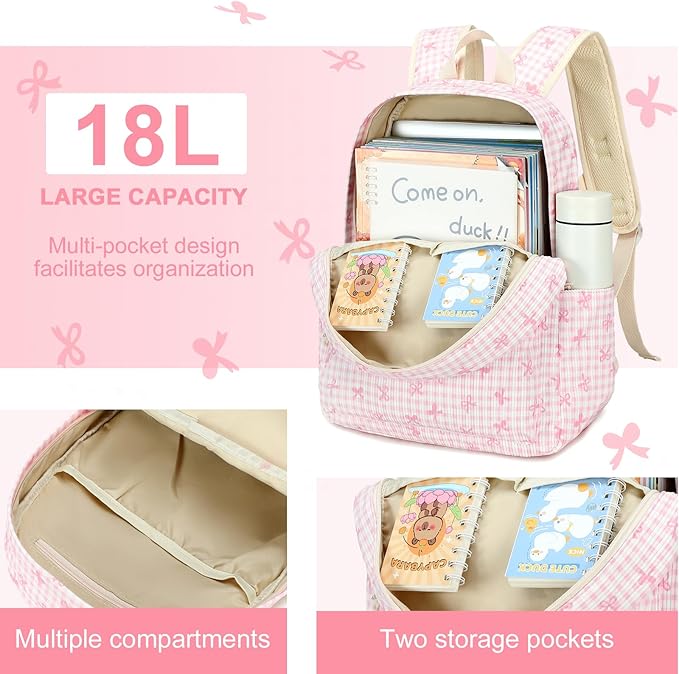 LEDAOU Backpack for Girls Kids Backpack with Lunch Box Preschool Kindergarten Elementary BookBag Primary School Bag Set