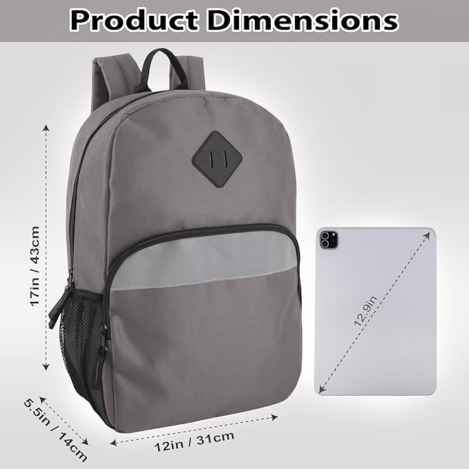 Trail maker Reflective School Backpack for Kids | Colorful Backpack with Adjustable Straps, Side Water Bottle Pockets (Grey)