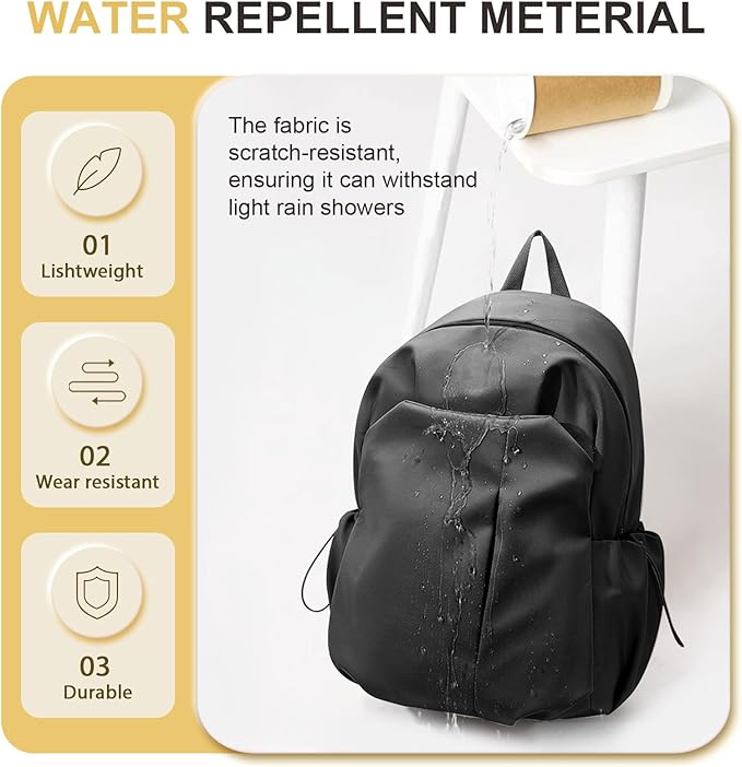 Basic Black Backpack For High School Women Men,Lightweight Casual Daypack College Backpack,Simple Bookbag For Teens Boys Girls,Waterproof School Bag