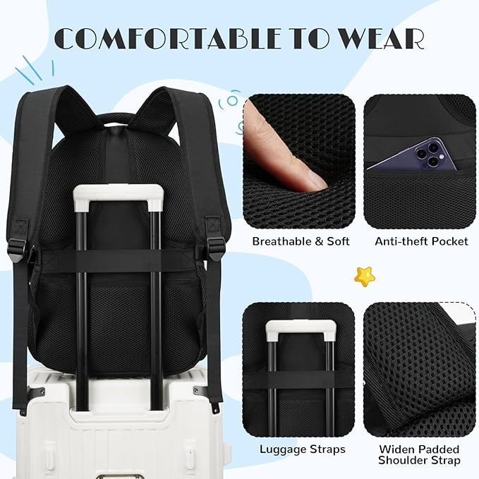 Cute School Backpack for Women,Bookbag Middle High School Bags Teen Girls,Knapsack Back Pack Stuff for College Student,Black