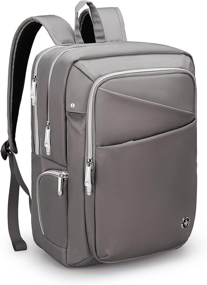Swissdigital Design Laptop Backpack for Women，Travel Backpack with USB Charging Port，Fits 15.6 Inch School Computer Backpacks for Work Business,Grey | SD1006F-02