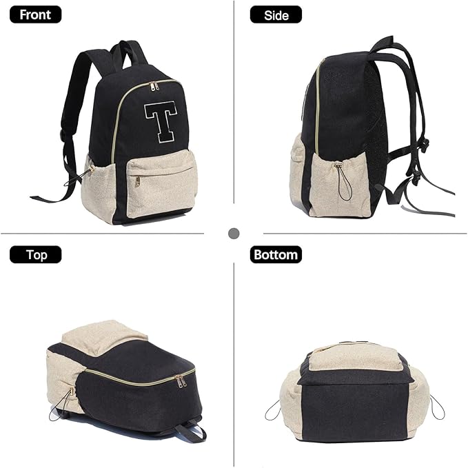 ESVAN Personalized Gifts Backpack Canvas Linen Nylon 17 inch Laptop Bag for Women Casual College