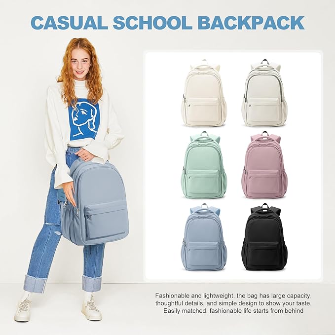 Lightweight Backpack for Women Men Laptop Travel Work Casual Daypack College Bags Cute Aesthetic Travel Backpack Casual Personal item Bag Blue